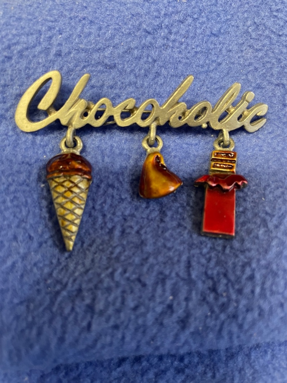 Chocolate pewter spoontique Script Pin with Brown & Cream Ice Cream no 4205